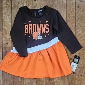 NWT Cleveland Browns Girls' Heart To Heart Jersey Tunic Dress Size 2T